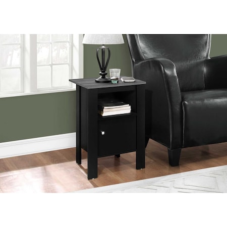 Gfancy Fixtures Black & Grey Top Night Stand Accent Table with Storage GF3713426